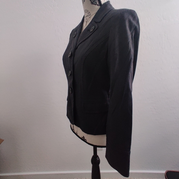 Ann Taylor Loft Dark Gray Business Casual Office Work Petite Blazer_4P - Picture 4 of 8
